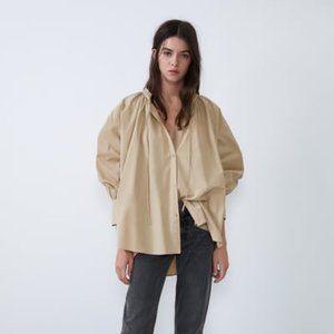Zara Oversized Poplin Shirt Blouse - Small